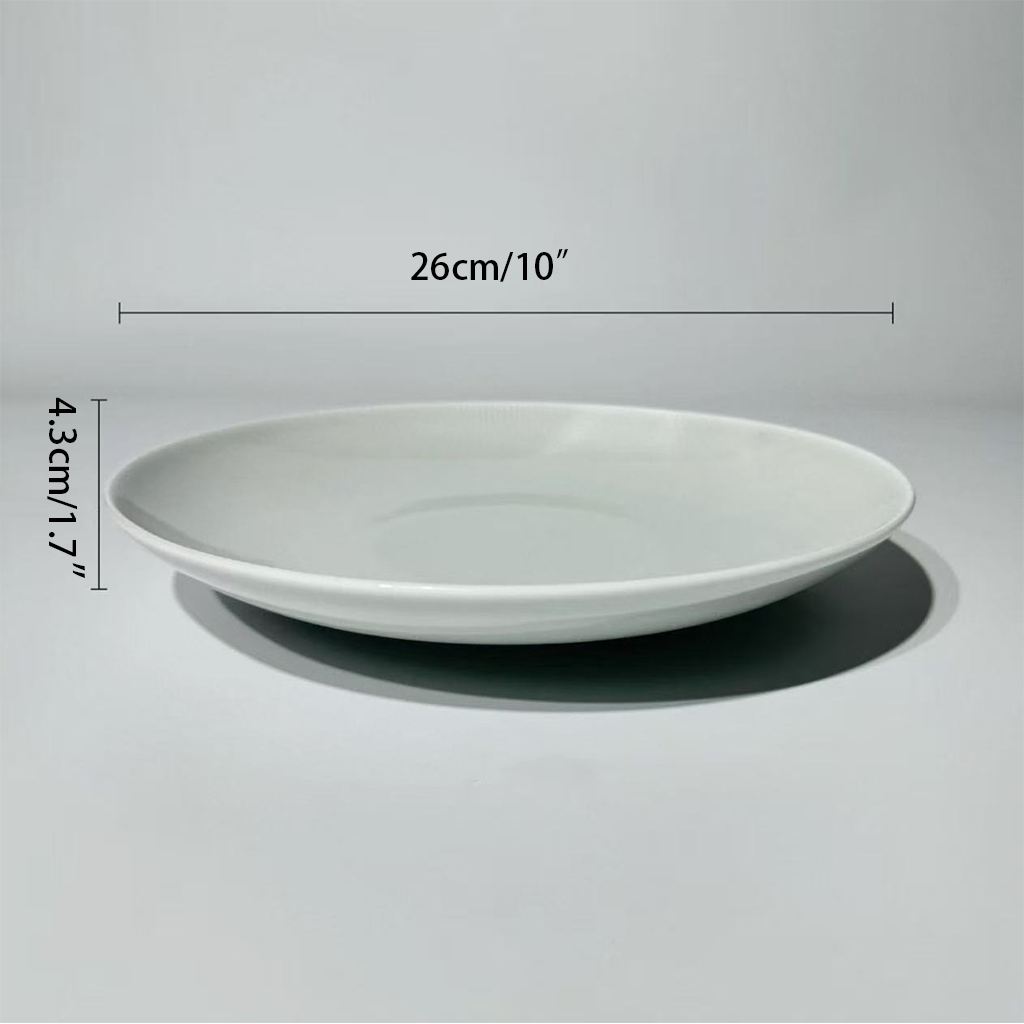 CHEFCO,295234,10"Dia Ceraic Light Gray Round Deep Plate - Chefcoca