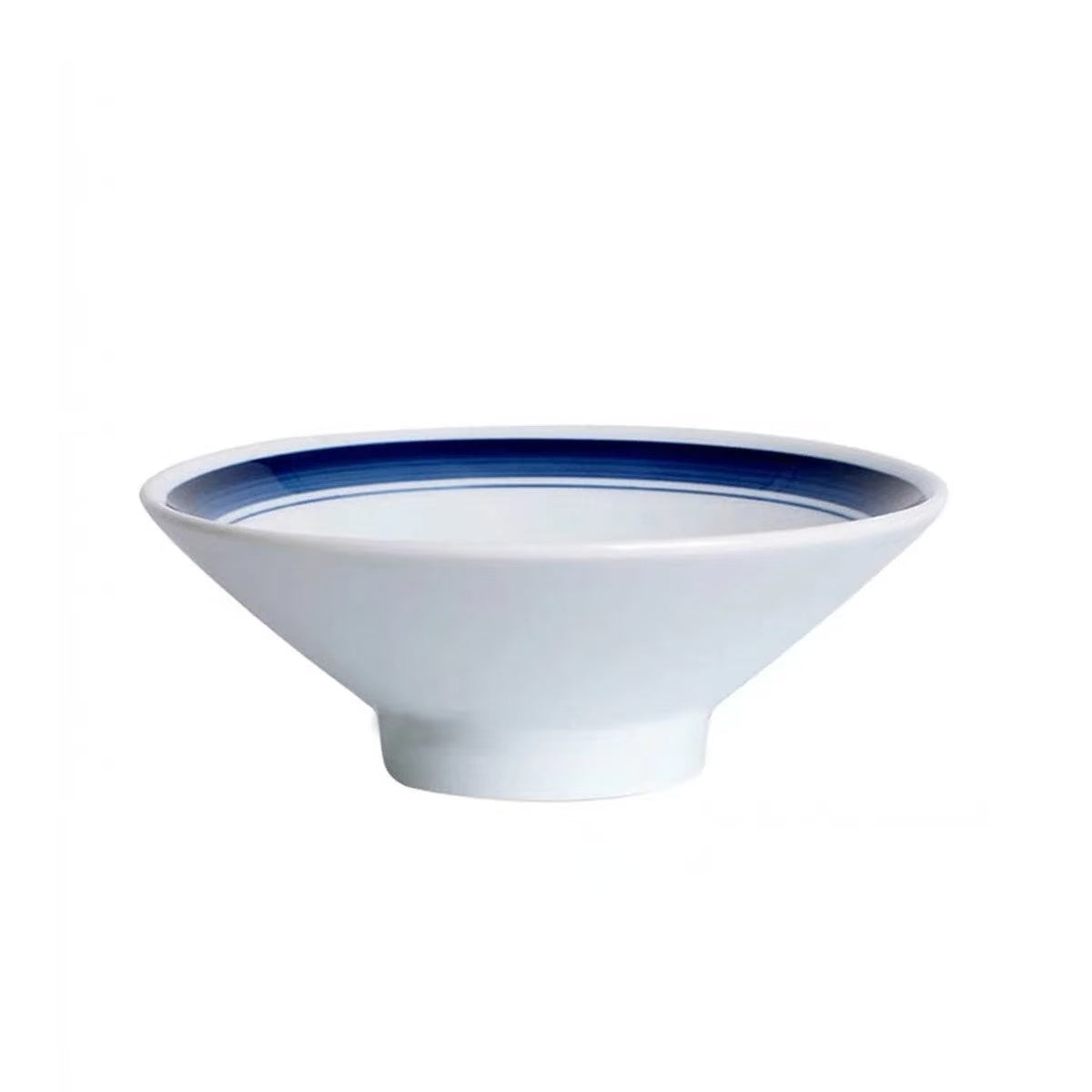 CHEFCO,JW24-8.8, 8.7" White Round Bowl with Blue Border Pattern - Chefcoca