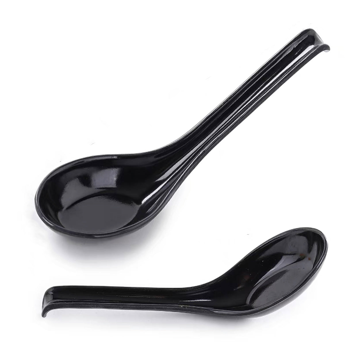 Black Melamine Soup Spoon with Hooked Handle (044B) - Chefcoca