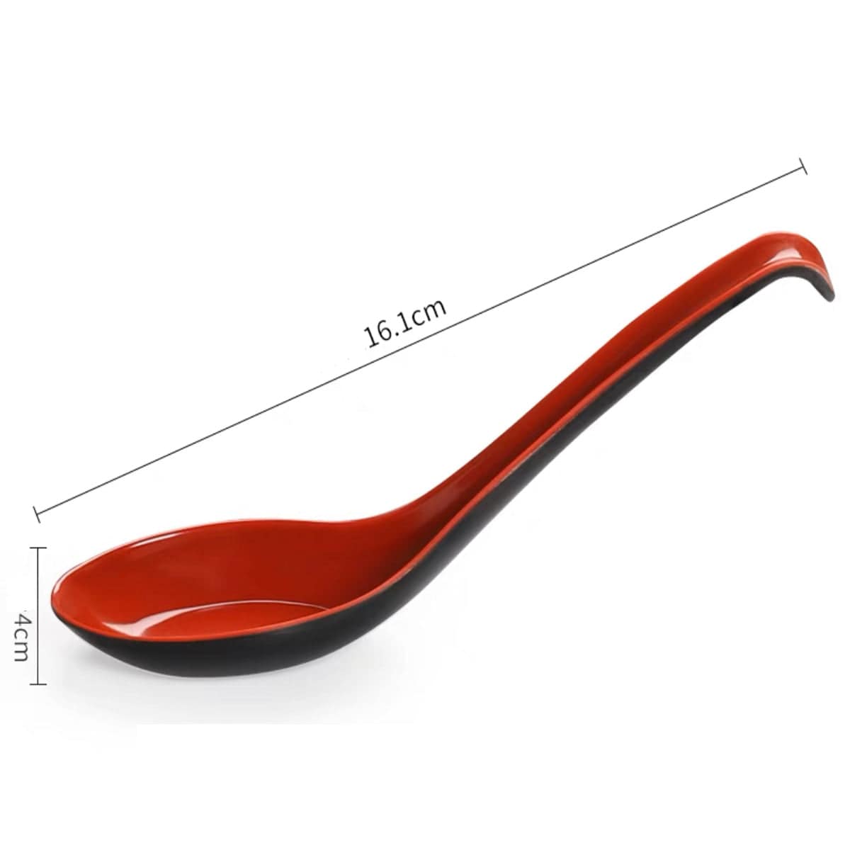 Black and Red Melamine Soup Spoon with Hooked Handle (044R/S600R)) - Chefcoca