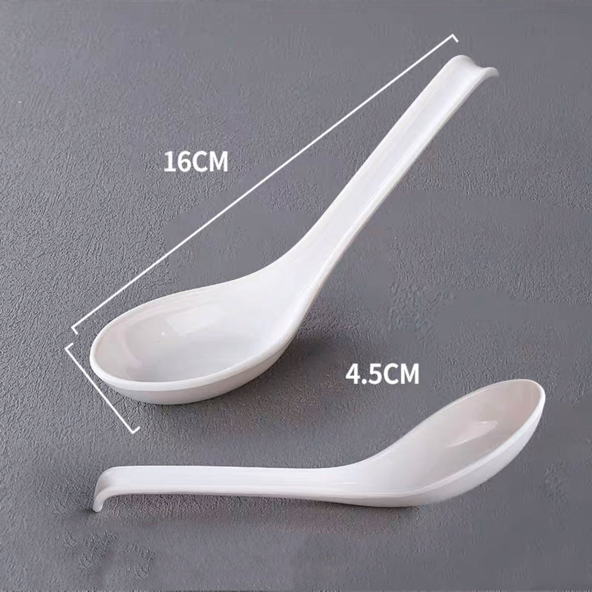 White Melamine Soup Spoon with Hooked Handle (044W)) - Chefcoca