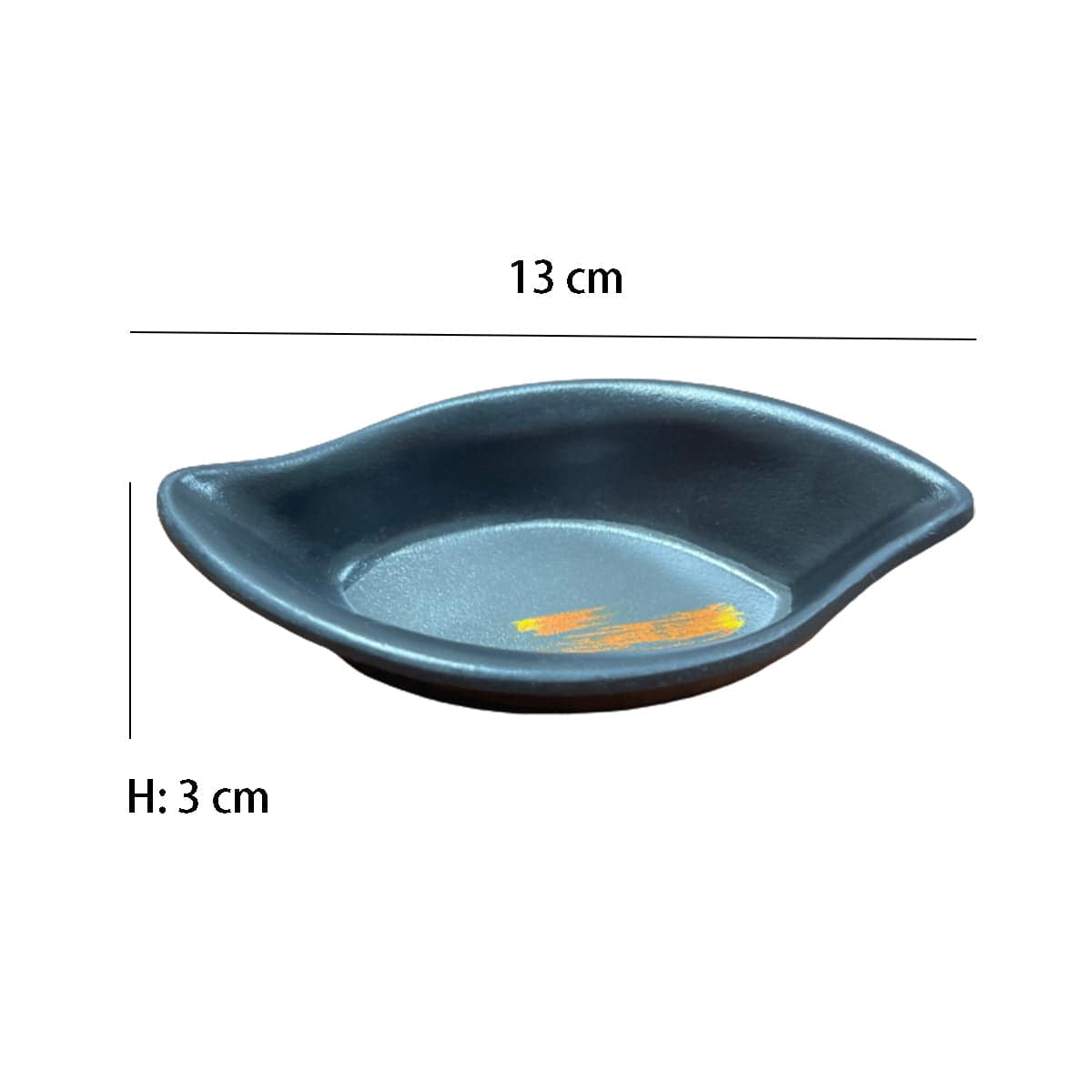 Melamine black sauce dish with white & golden pattern (101G) - Chefcoca