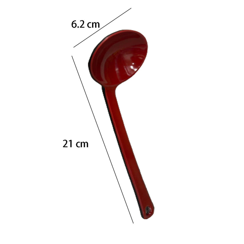 Red and Black Melamine Soup Spoon with Long Handle（107-3R））