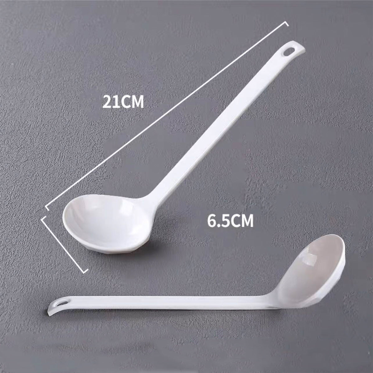 White Melamine Soup Spoon with Long Handle (107-3W) - Chefcoca