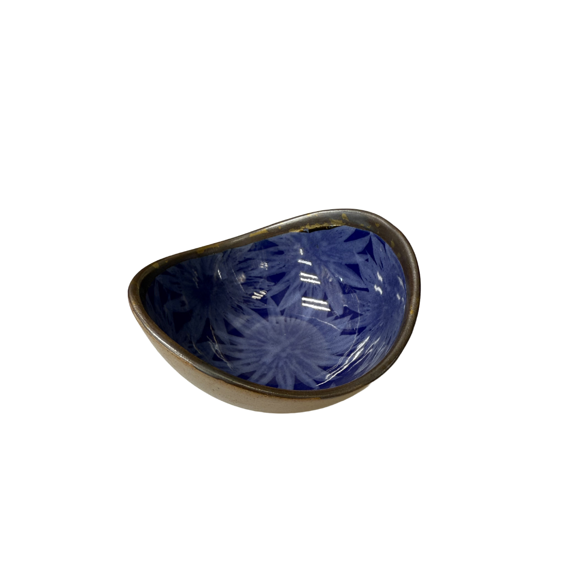 Chefco, 4.5" Dia Ceramic Blue Ingot Bowl with Sakura & Golden Flake Pattern (BL1106) - Chefcoca