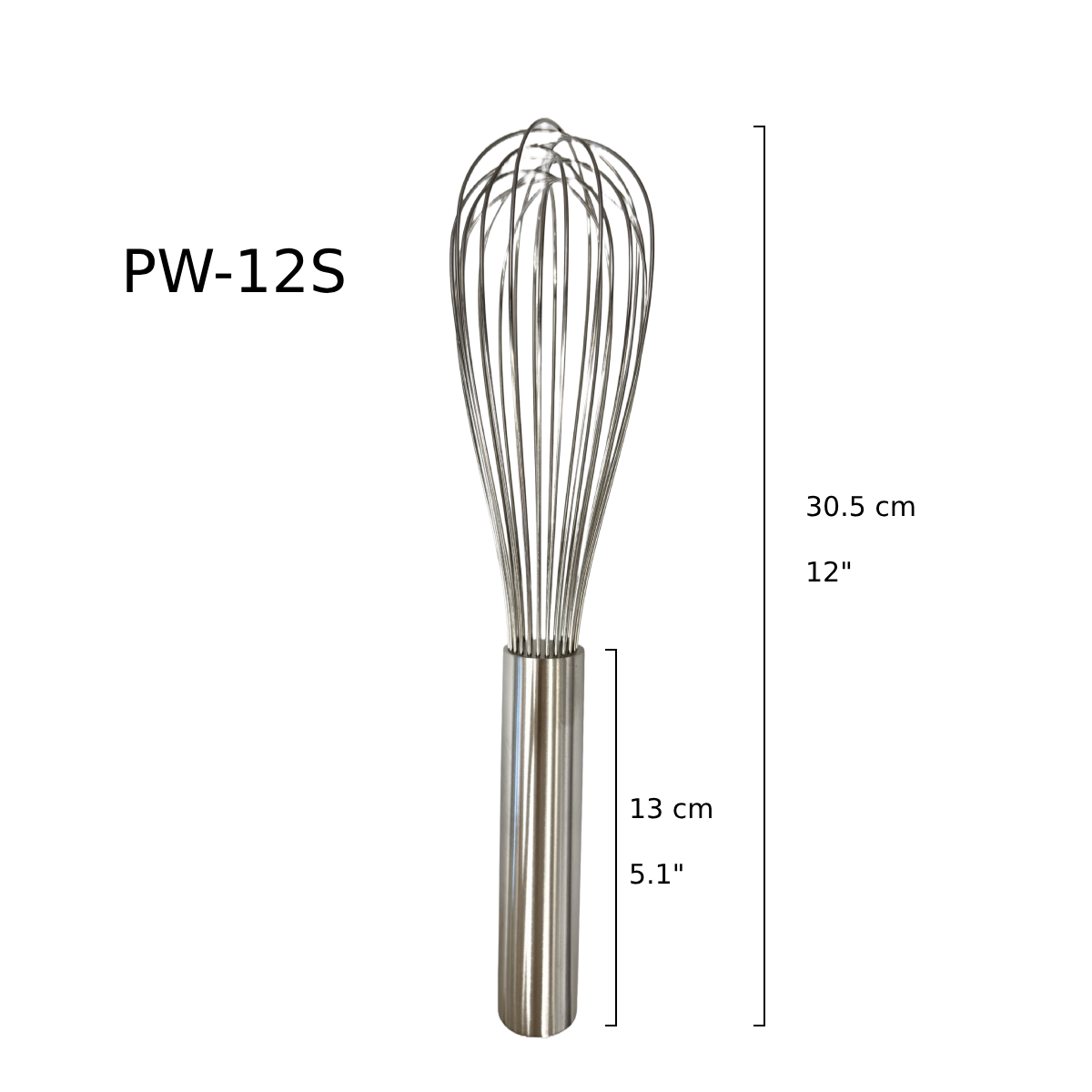 Sub-equip, 12" Piano Whisks, Stainless Steel with Epoxy (PW-12S) - Chefcoca