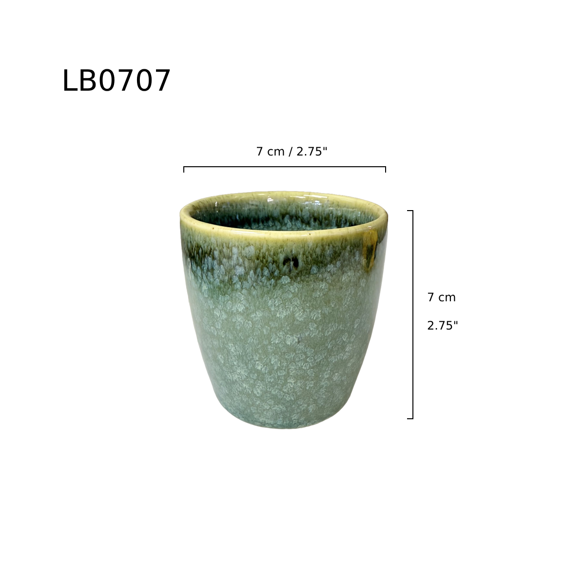 Chefco, 7" dia Light Green Ceramic Cup, 2.75" Dia, 2.75" High (LB0707) - Chefcoca