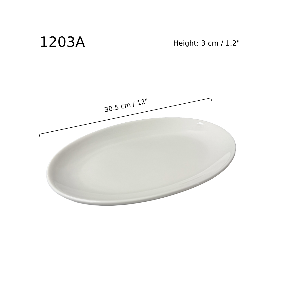12" White Oval Coupe Plate - Ceramic, White (1203A) - Chefcoca