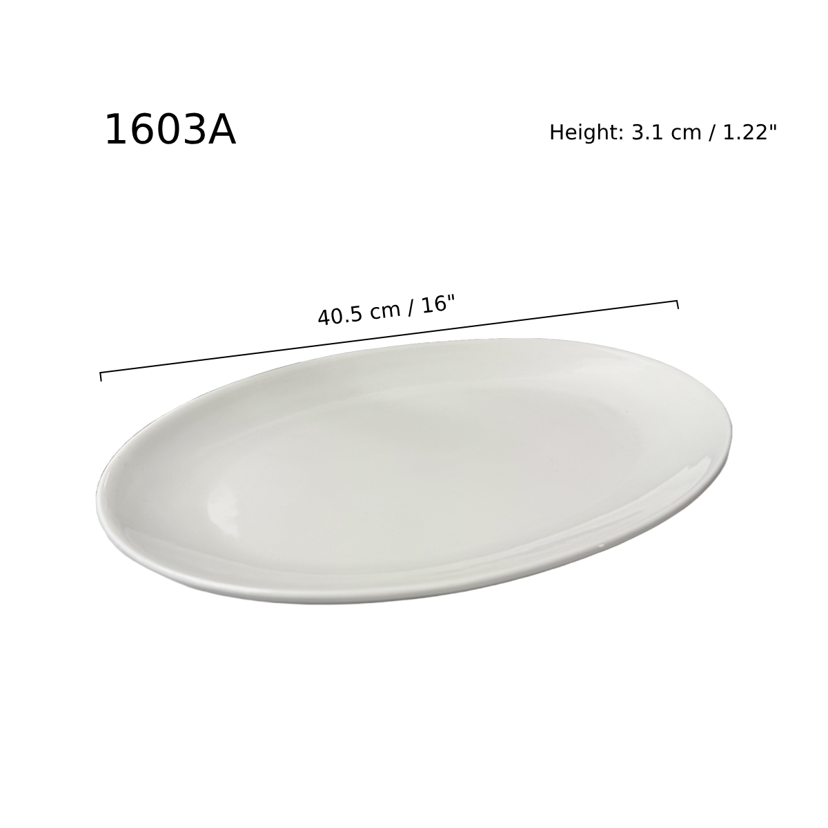 16" White Oval Coupe Plate - Ceramic, White (1603A) - Chefcoca