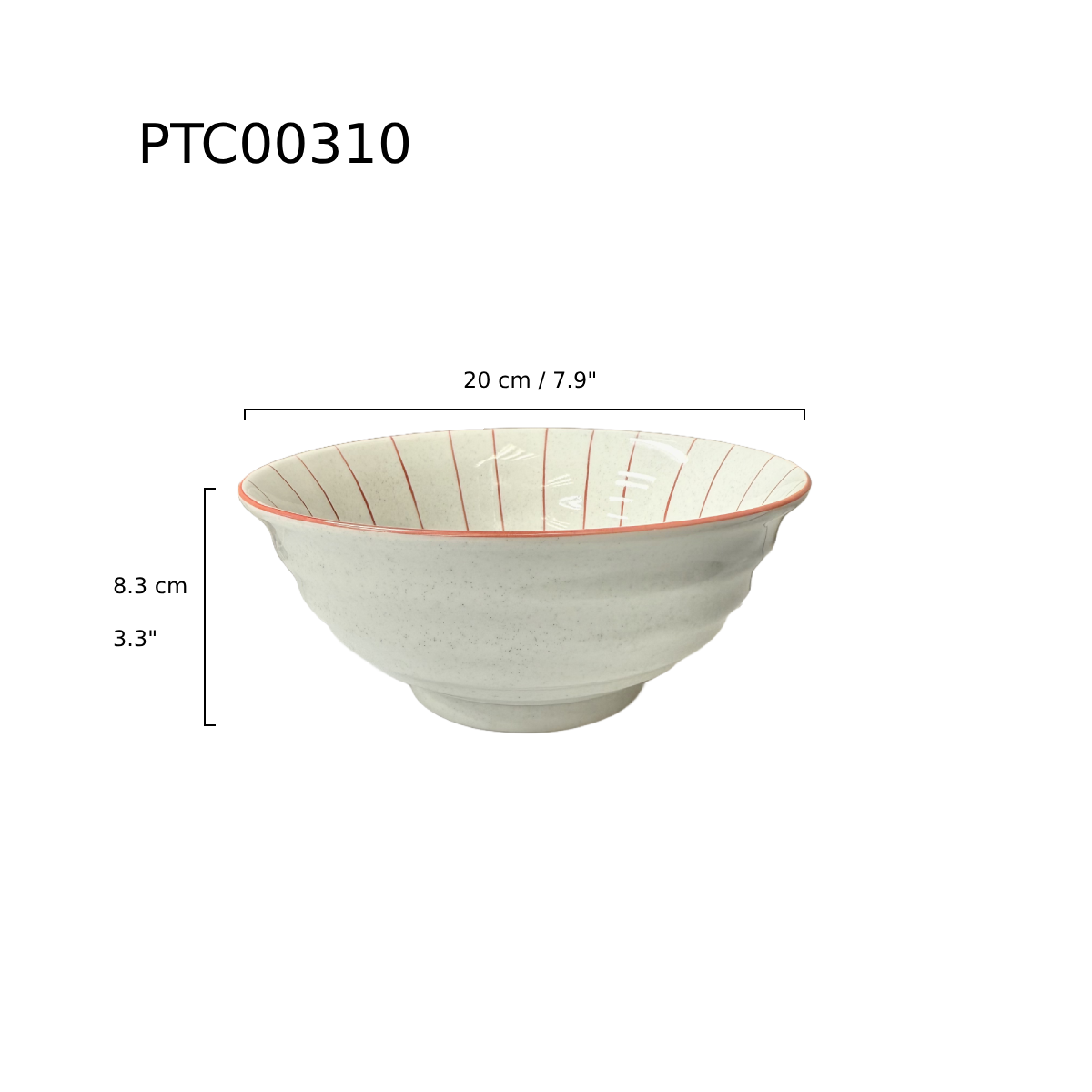 Chefco, 8" Red Ribbed Bowl (PTC00310) - Chefcoca