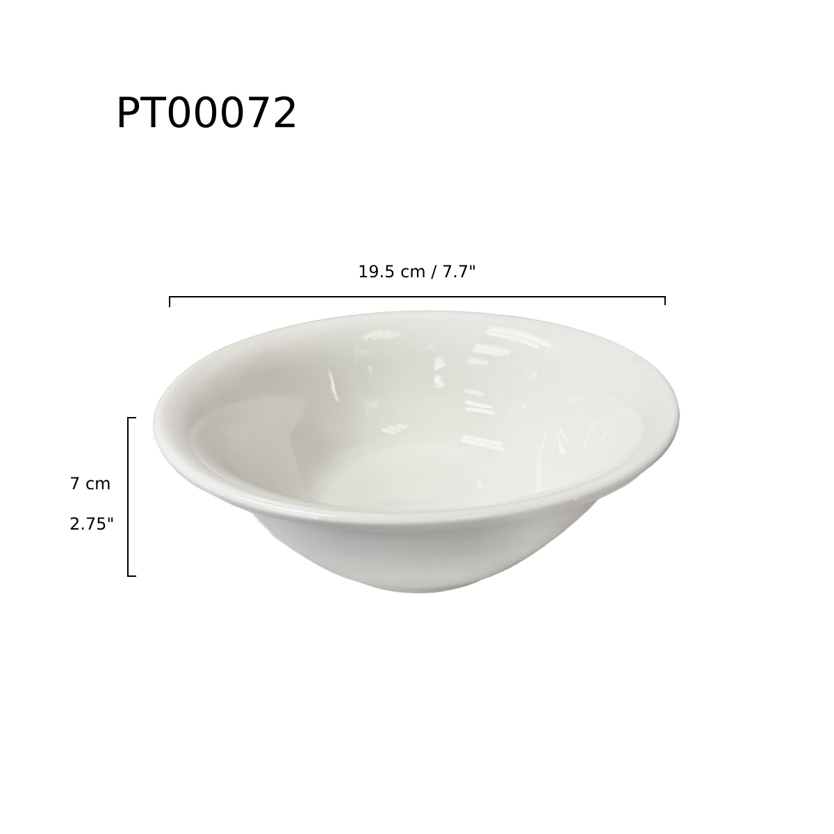 Chefco, 8" Porcelain White Ramen Bowl- Ceramic, White (PT00072) - Chefcoca