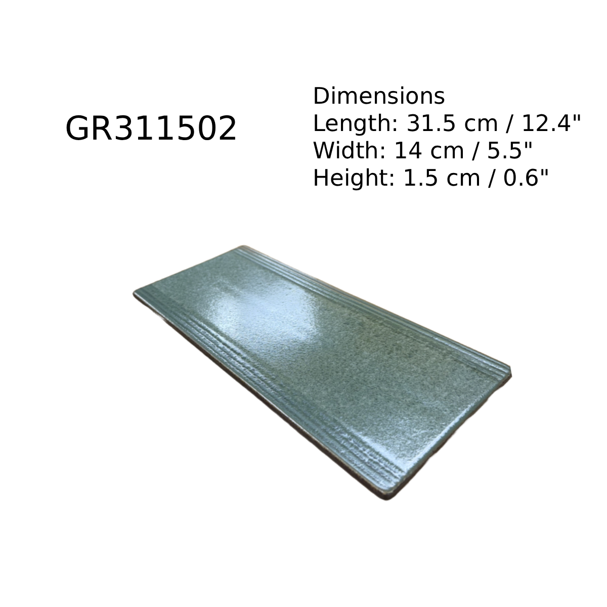 Chefco, 12" Ceramic Green Rectangular Plate (GR311502) - Chefcoca