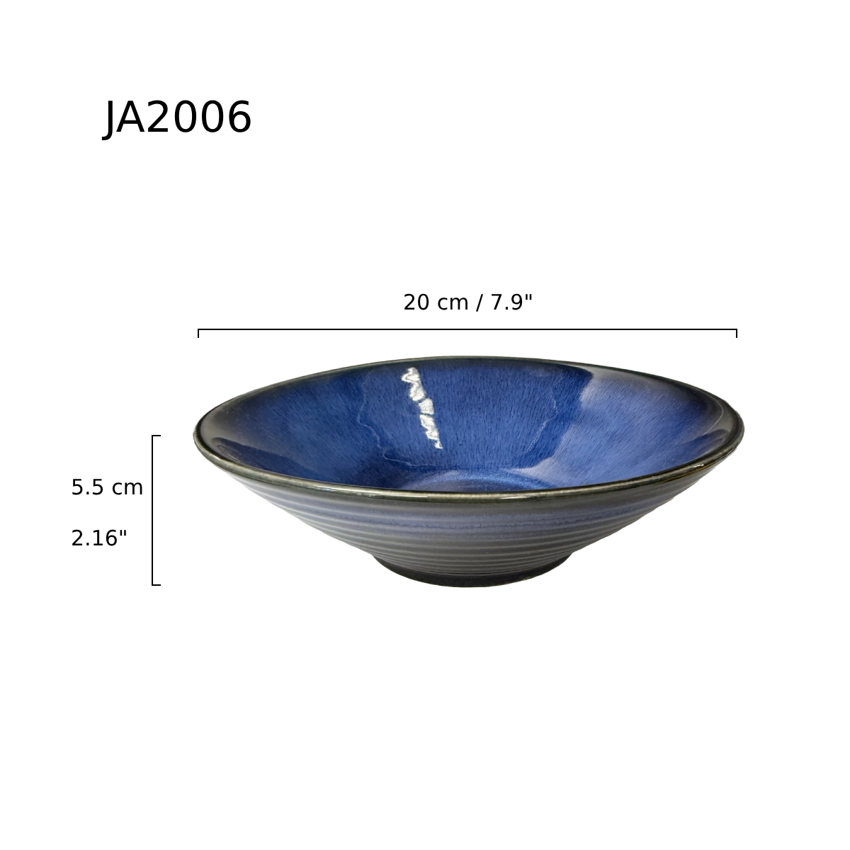 Chefco, 8" Dia Dark blue Noodle Bowl (JA2006) - Chefcoca