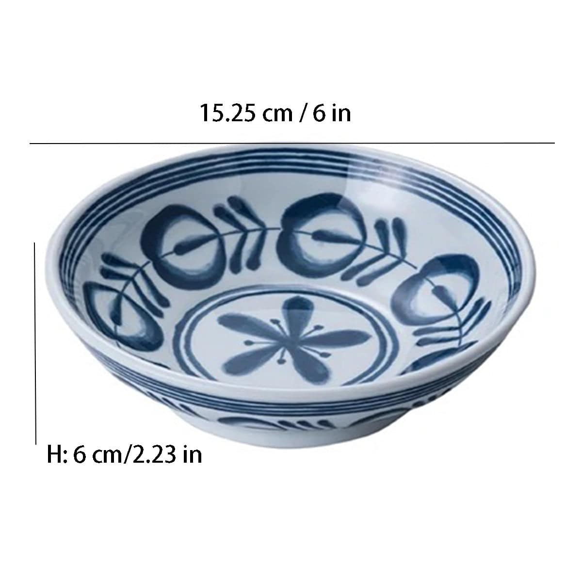 Melamine Shallow Bowl with Blue Vine Pattern, Modern Blue Series (12148BV) - Chefcoca