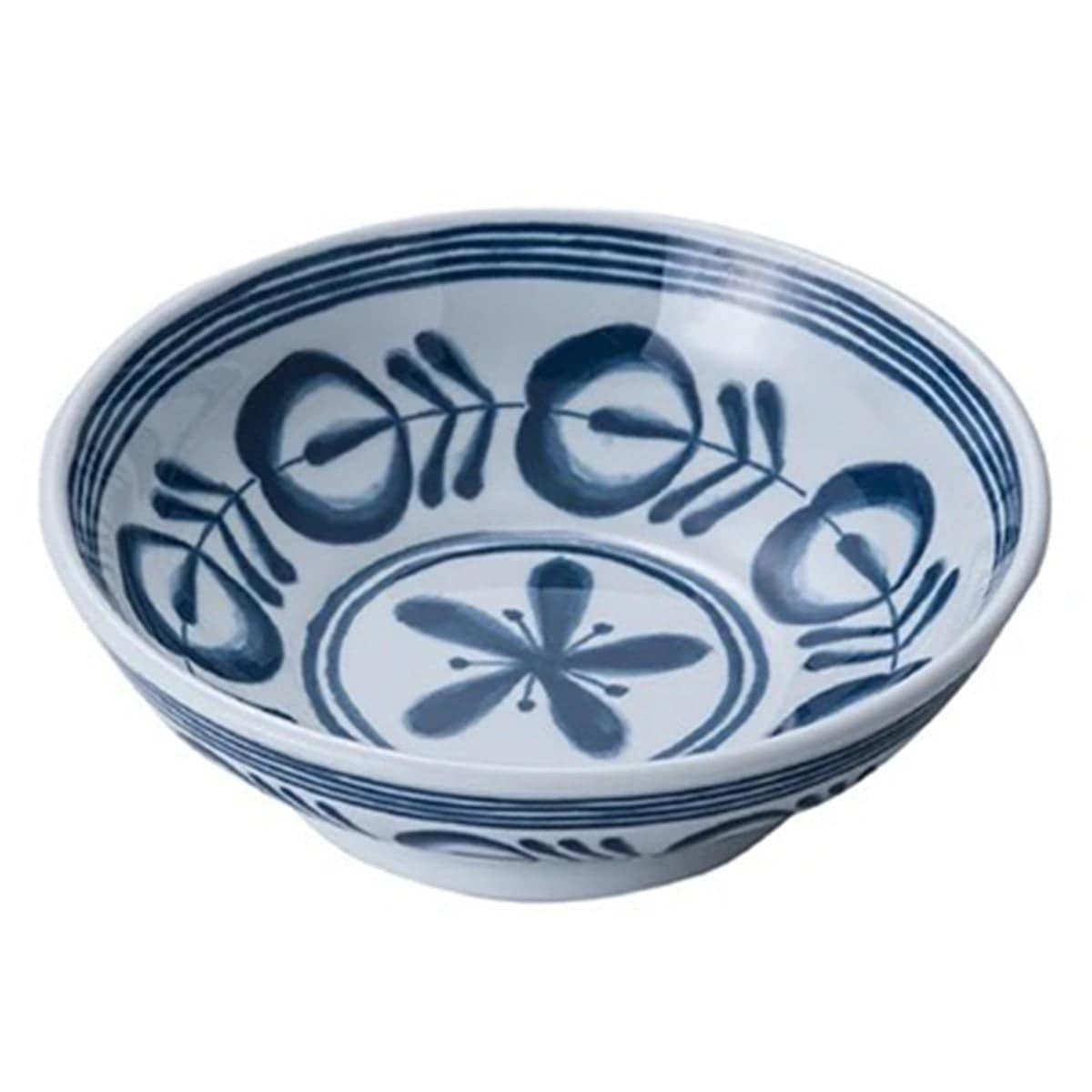 Melamine Shallow Bowl with Blue Vine Pattern, Modern Blue Series (12148BV) - Chefcoca