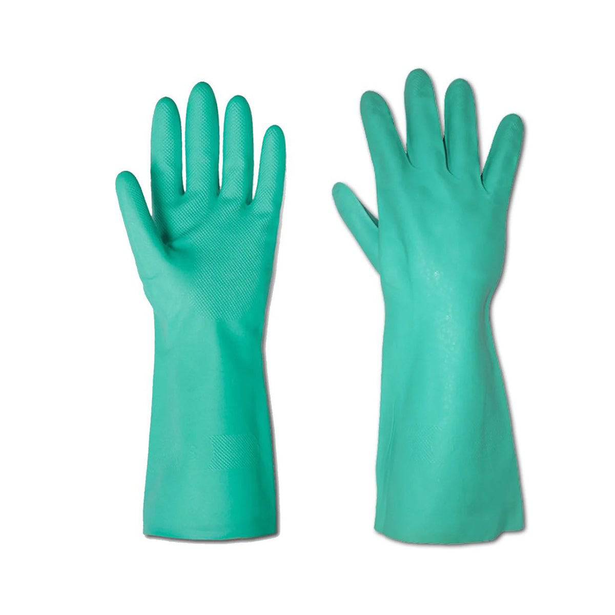 Chemical Resistant Nitrile Gloves, Solvent and Pesticide Resistant, Reusable, Green (12 pairs) - Chefcoca