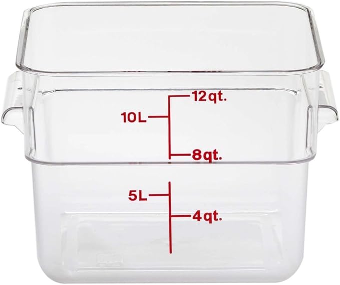 12 Quart Polycarbonate Square Food Storage Container, Clear - Chefcoca
