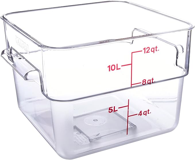 12 Quart Polycarbonate Square Food Storage Container, Clear - Chefcoca