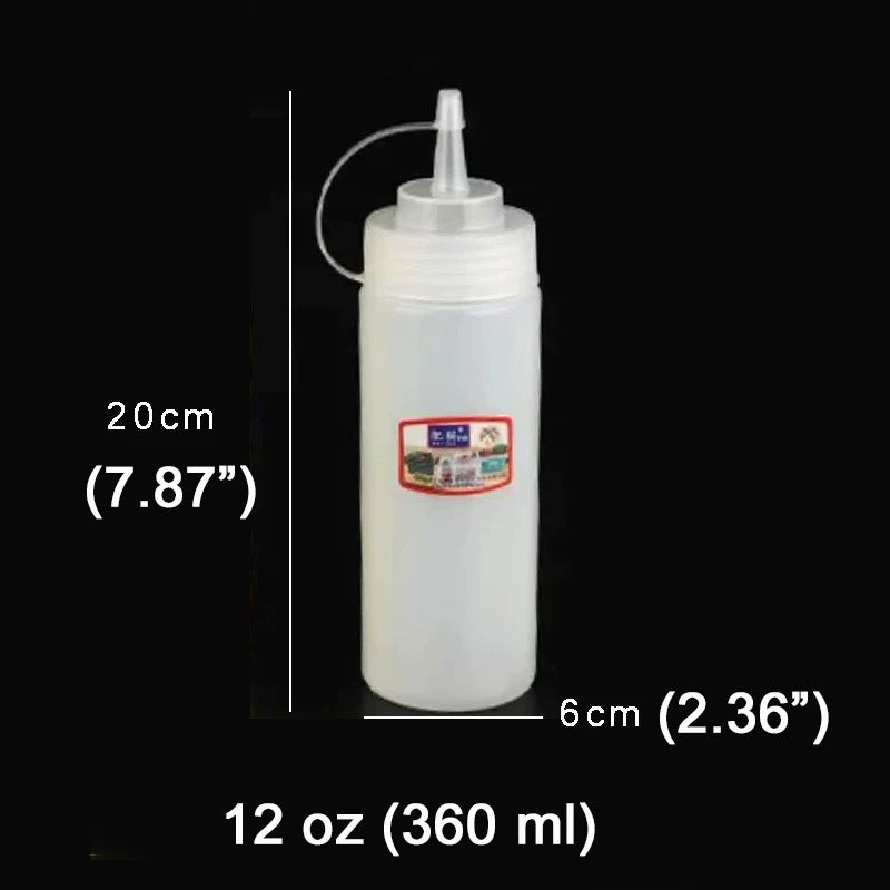 12oz Squeeze Bottle with Lid-Clear White - Chefcoca