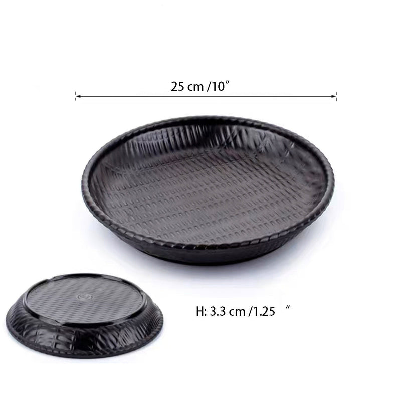 Black Round Melamine Rattan Style Deep Plate (13810-8B,13810-10B)