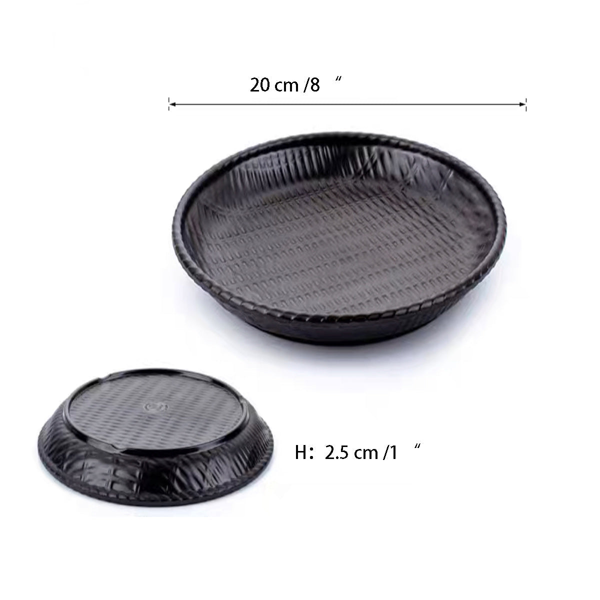 Black Round Melamine Rattan Style Deep Plate (13810-8B,13810-10B) - Chefcoca