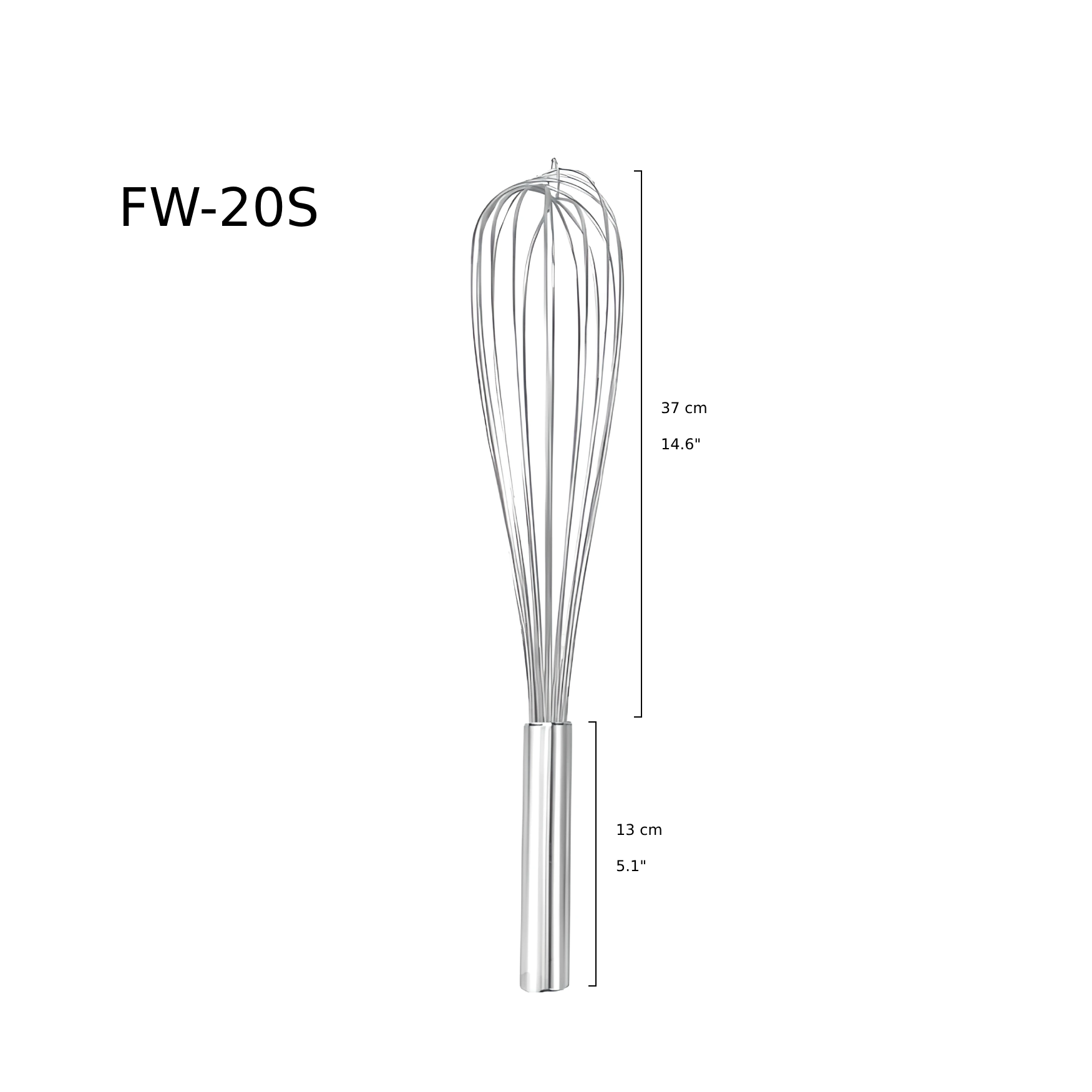 Sub-equip, 20" French Whisks, Stainless Steel with Epoxy (FW-20S) - Chefcoca