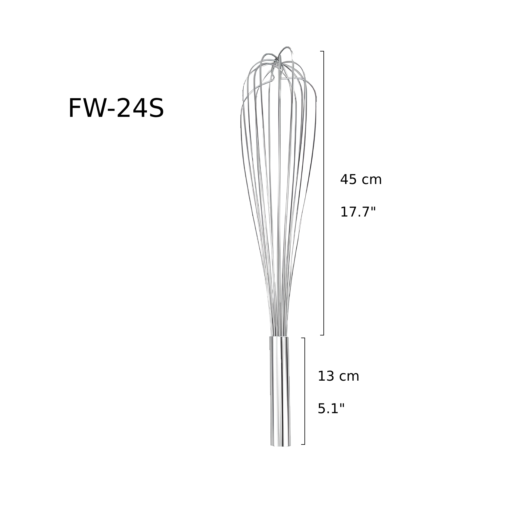 Sub-equip, 24" French Whisks, Stainless Steel with Epoxy (FW-24S) - Chefcoca