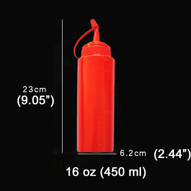 16oz Squeeze Bottle with Lid-Red - Chefcoca