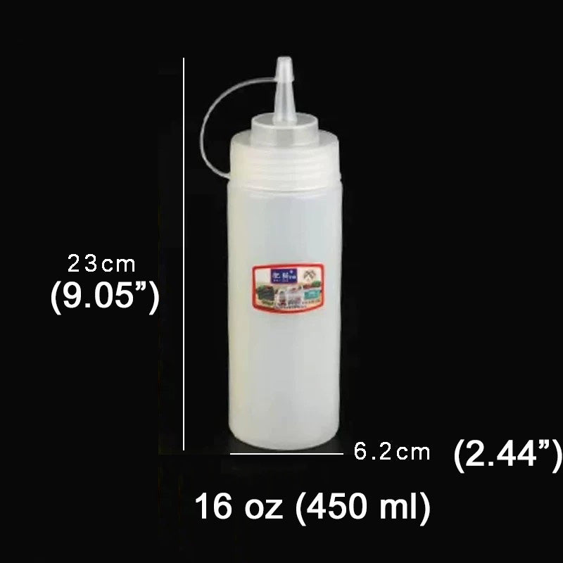 16oz Squeeze Bottle with Lid-Clear White - Chefcoca