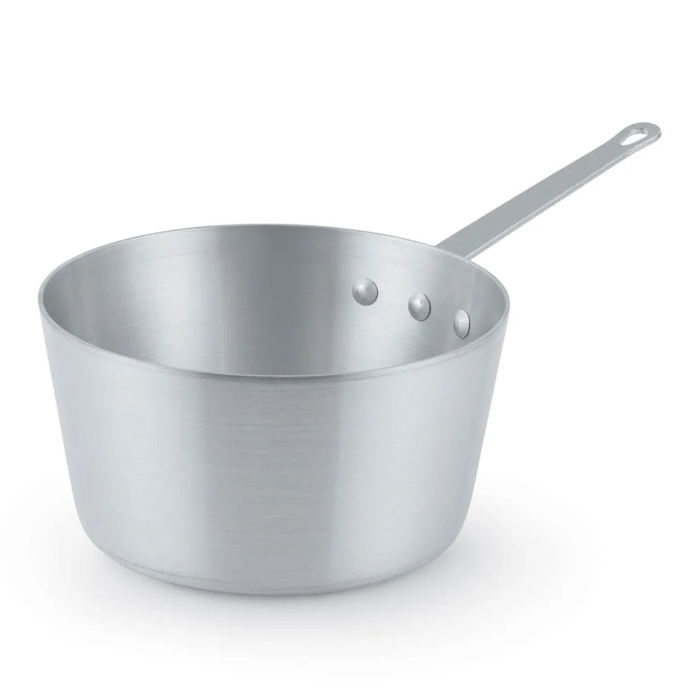 Heavy-Weight Tapered Aluminium Natural Finish Sauce Pan, 3mm Thickness - Chefcoca