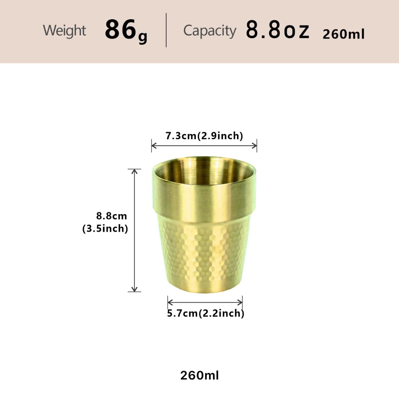 304 Stainless Steel stackable golden double wall cup - Chefcoca