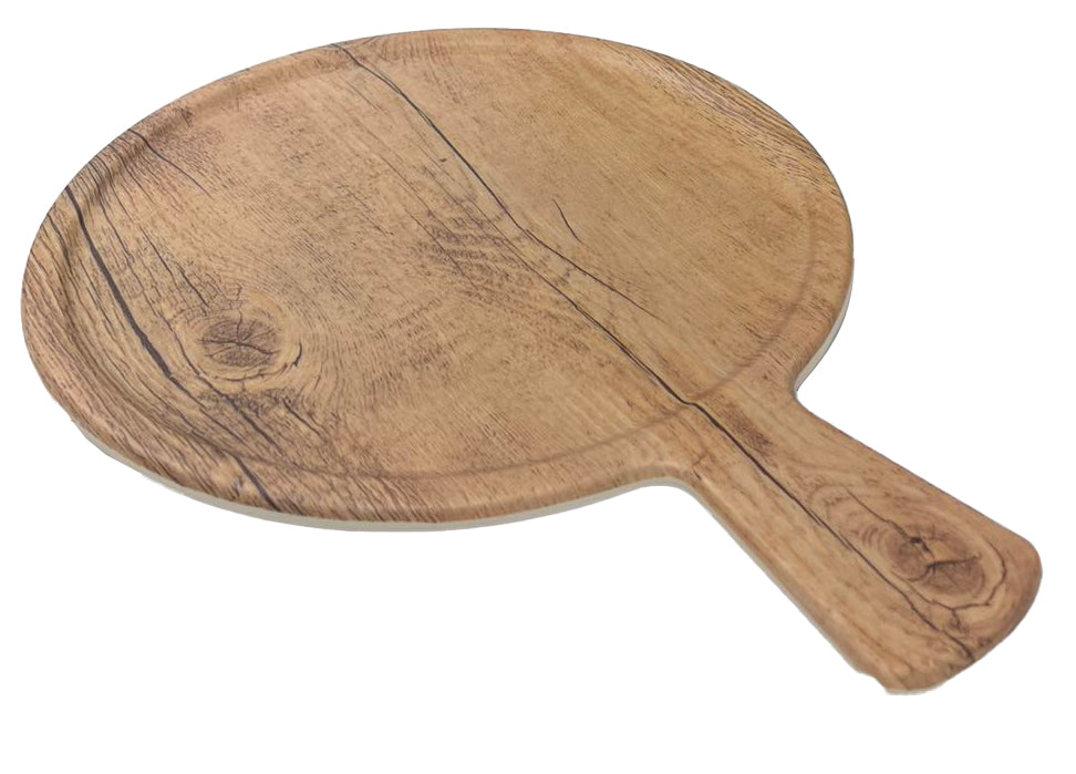 11" Dia Melamine Light Yellow Round Faux Wood Serving (M218633-1Y) - Chefcoca