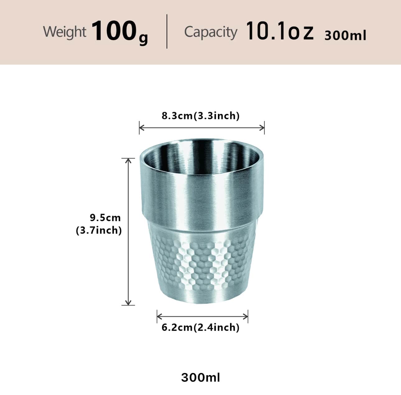 304 Stainless Steel stackable silver double wall cup - Chefcoca