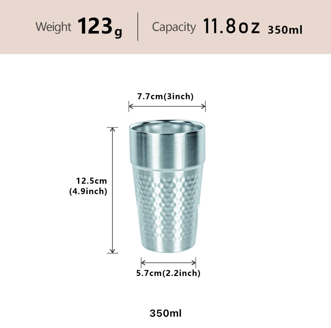 304 Stainless Steel stackable silver double wall cup - Chefcoca