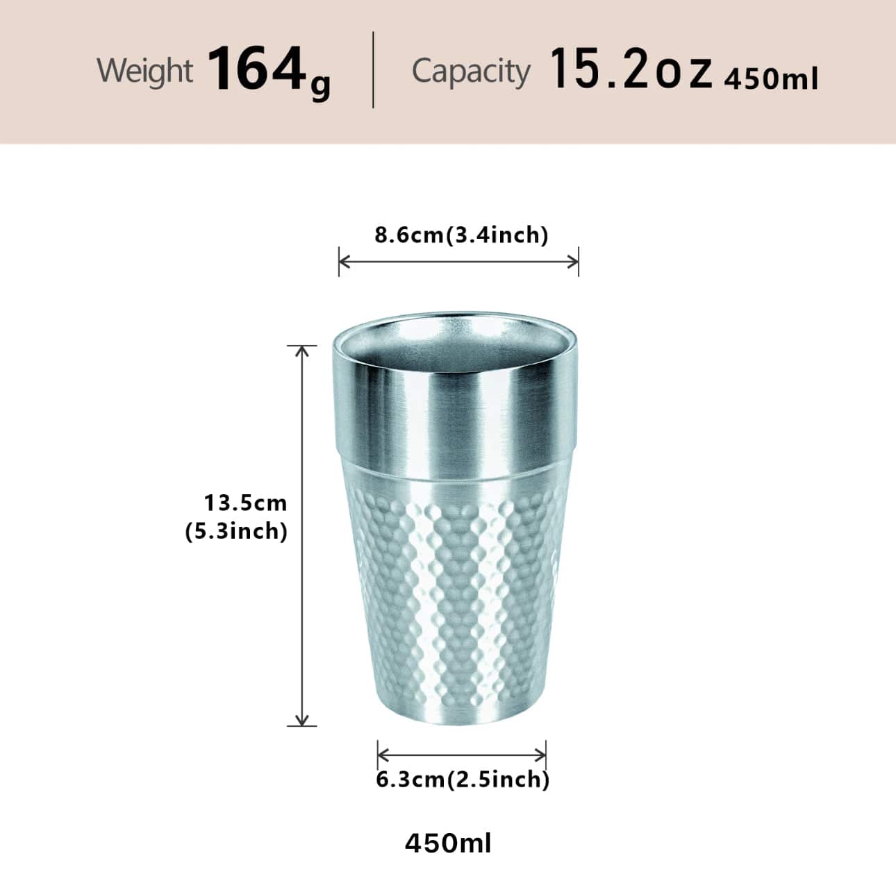 304 Stainless Steel stackable silver double wall cup - Chefcoca