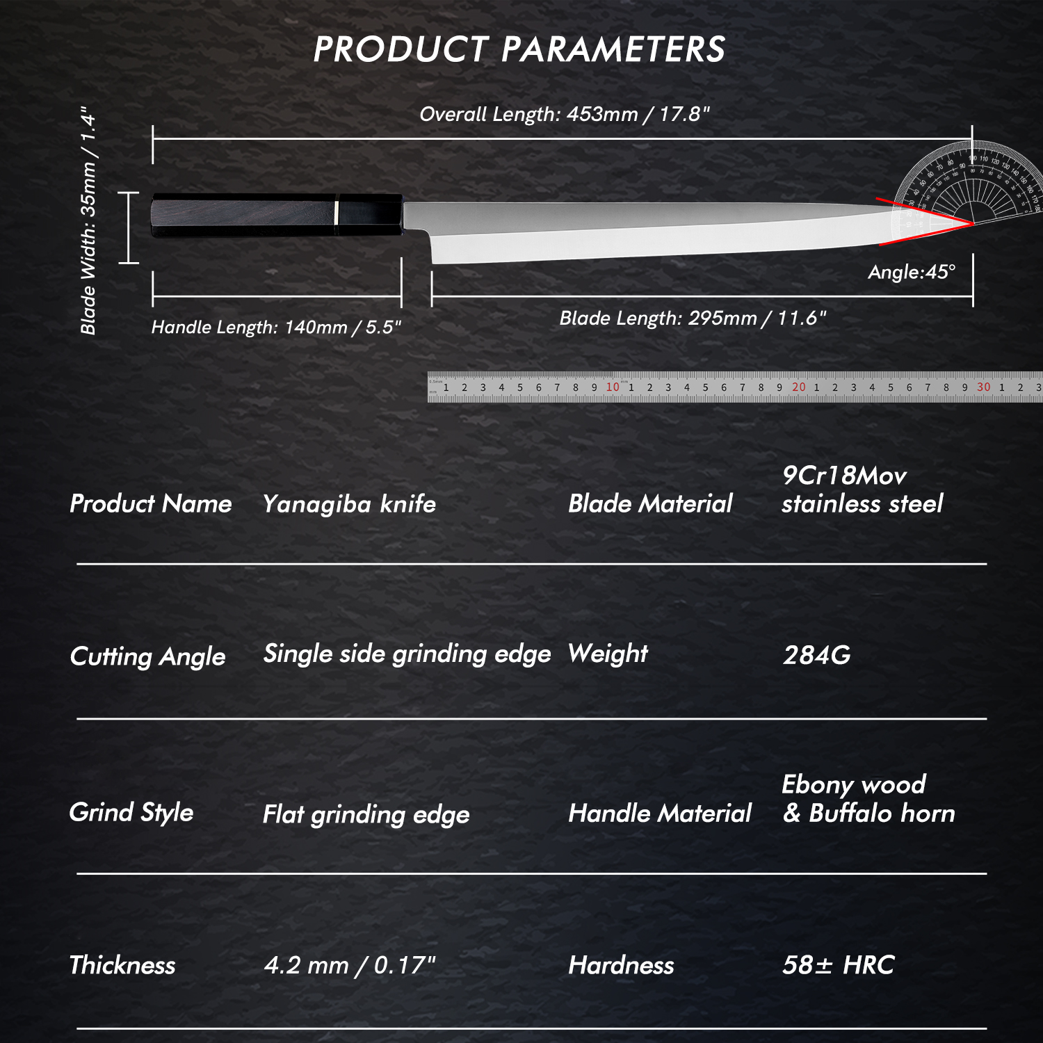 Sub-equp, 270mm Japanese Yanagiba Knife (SS-05D) - Chefcoca