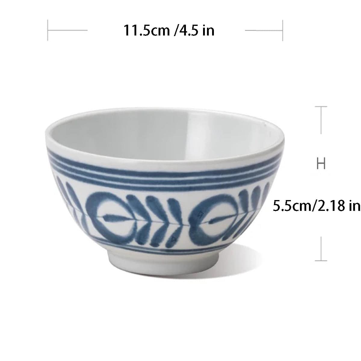 Melamine Rice Bowl with Blue Vine Pattern, Modern Blue Series (2028BV) - Chefcoca