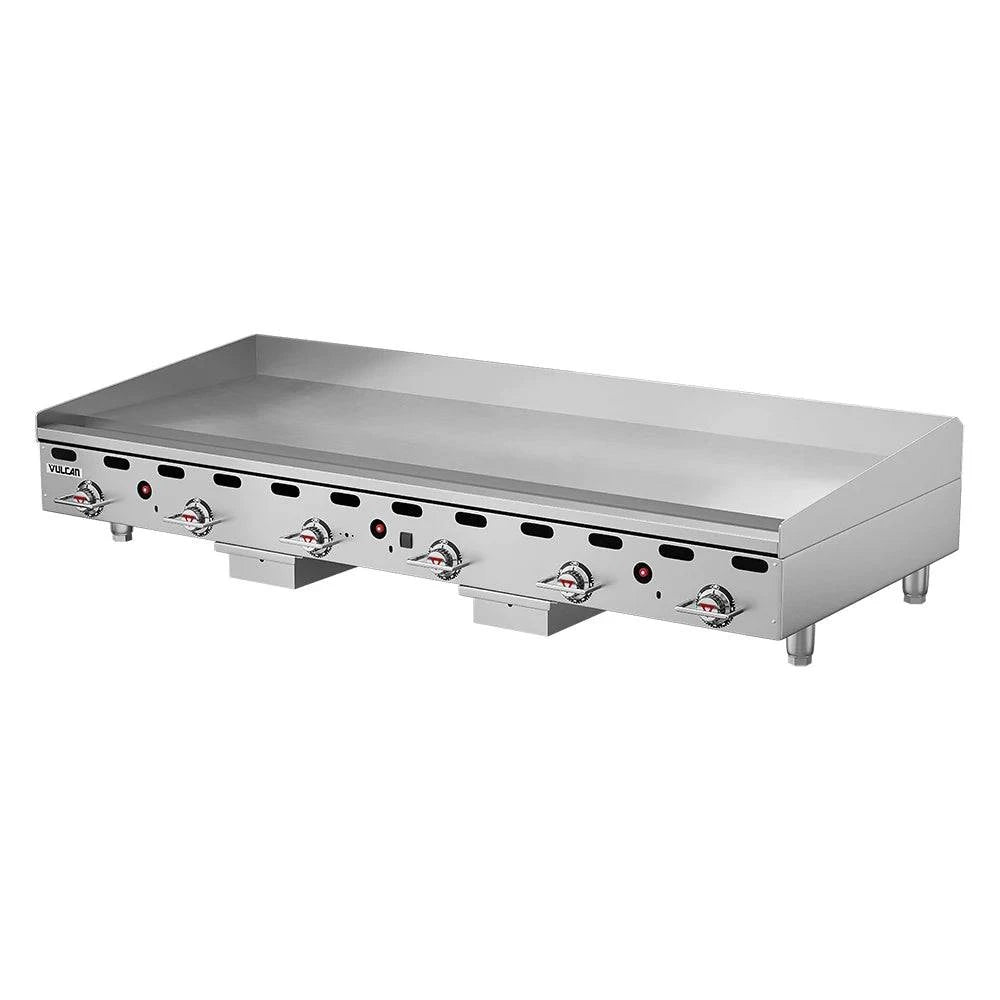 Vulcan MSA-72-101 72" Countertop Natural Gas Griddle with Snap-Action Thermostatic Controls - 162,000 BTU - Chefcoca