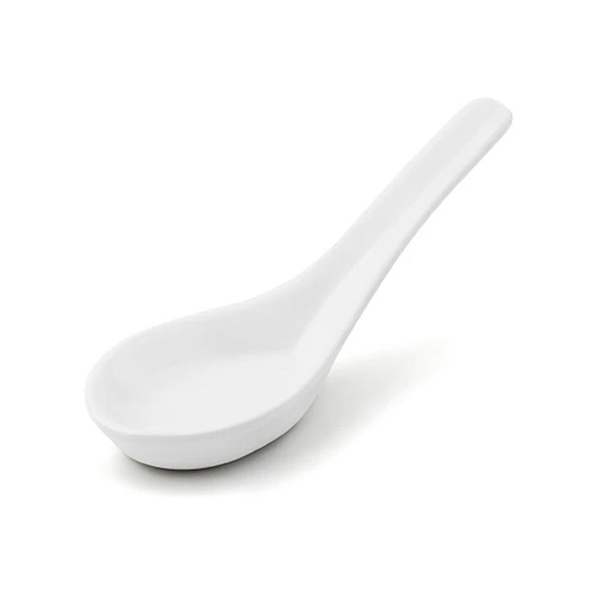 C210-08N, White 5" x 1.75" x 2"H Soup Spoon- Ceramic, White (12 pcs) - Chefcoca