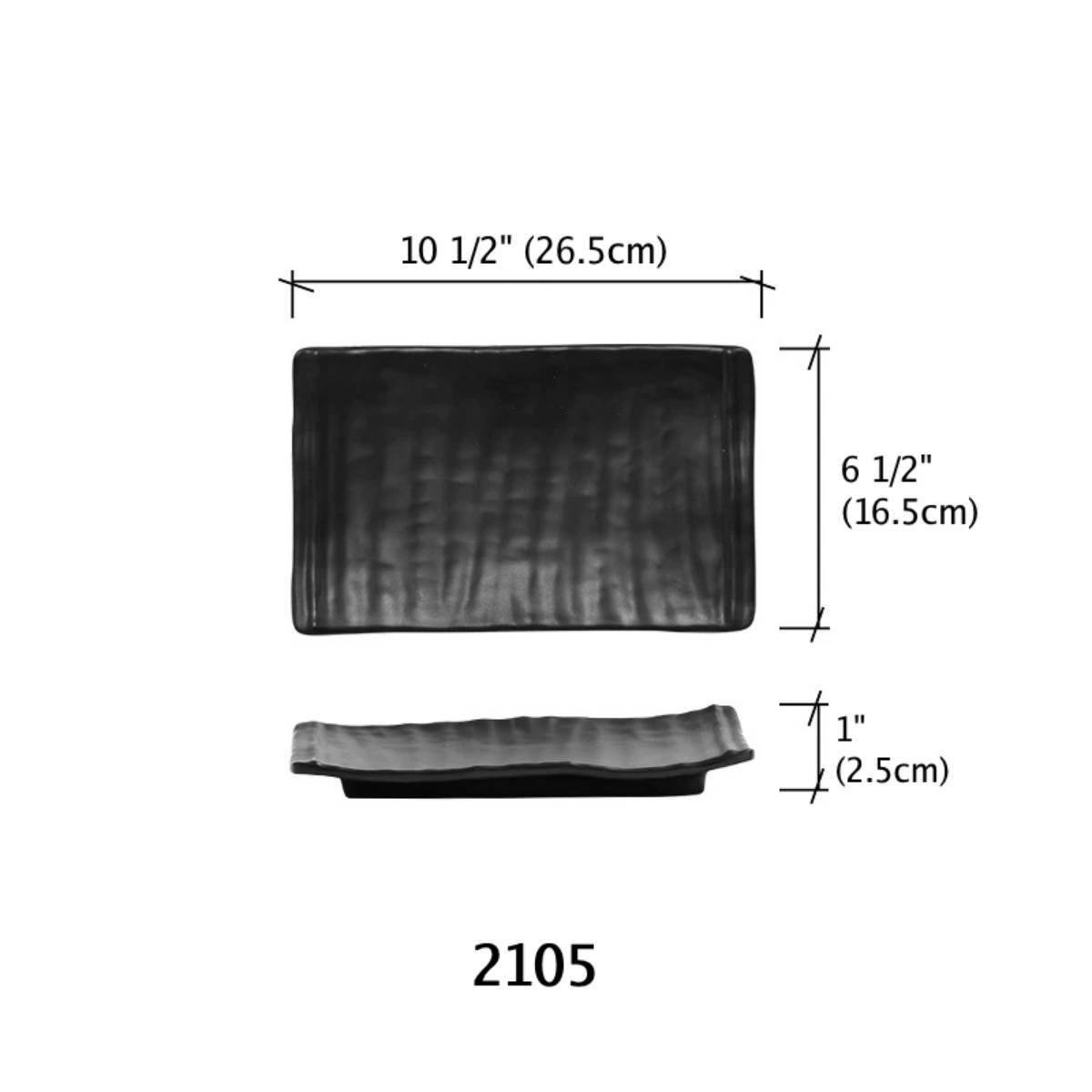 10" Black Mate Rectangular Plate (2105) - Chefcoca