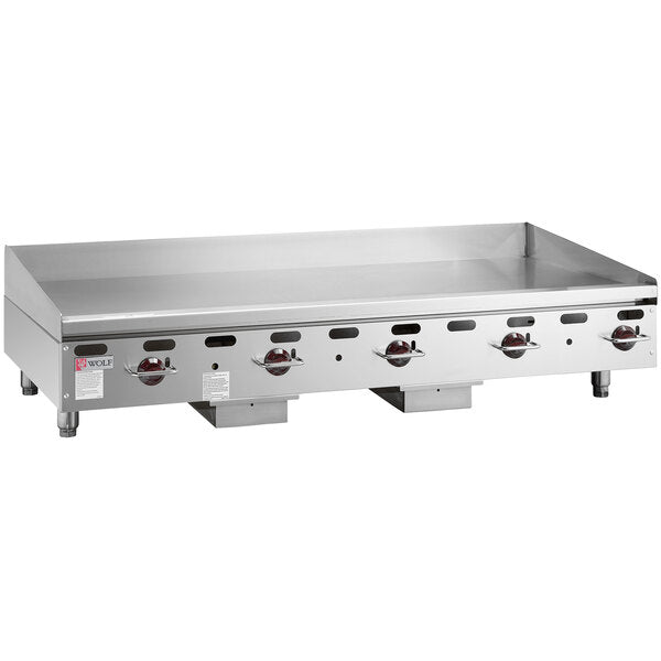 Wolf AGM60-NAT Natural Gas 60" Heavy-Duty Gas Countertop Griddle with Manual Controls - 135,000 BTU