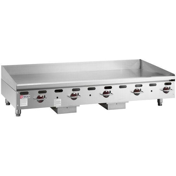 Wolf AGM60-LP Liquid Propane 60" Heavy-Duty Gas Countertop Griddle with Manual Controls - 135,000 BTU - Chefcoca