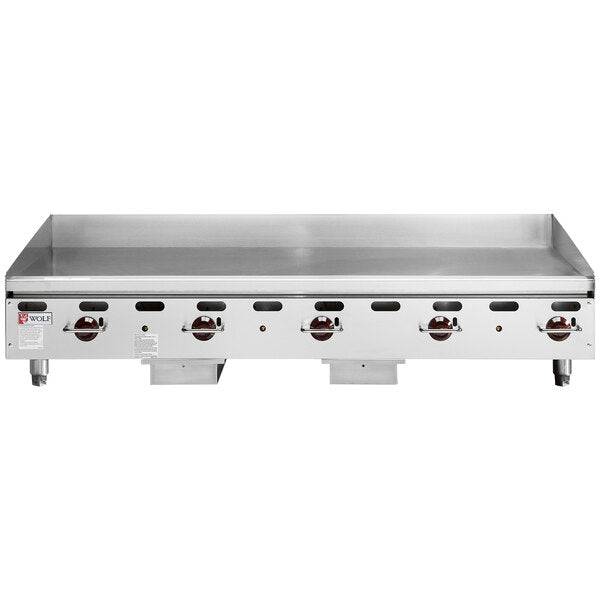Wolf AGM60-NAT Natural Gas 60" Heavy-Duty Gas Countertop Griddle with Manual Controls - 135,000 BTU - Chefcoca