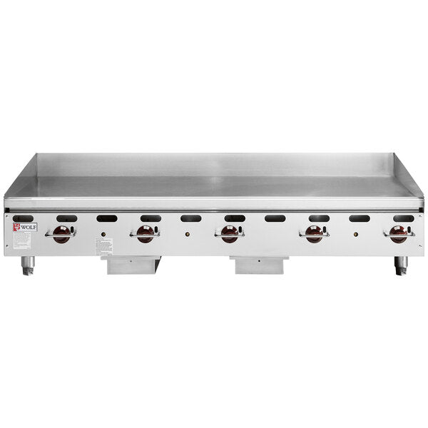 Wolf AGM60-LP Liquid Propane 60" Heavy-Duty Gas Countertop Griddle with Manual Controls - 135,000 BTU - Chefcoca