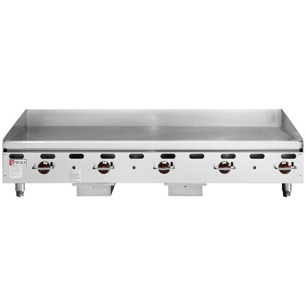 Wolf AGM60-NAT Natural Gas 60" Heavy-Duty Gas Countertop Griddle with Manual Controls - 135,000 BTU