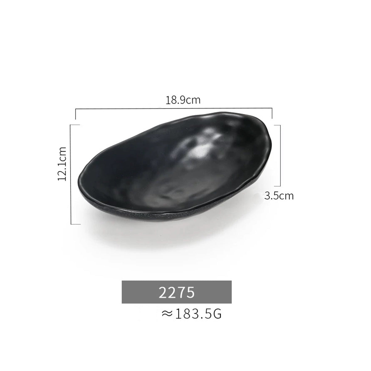 Black Oval Dimpled Melamine Plate (2275) - Chefcoca
