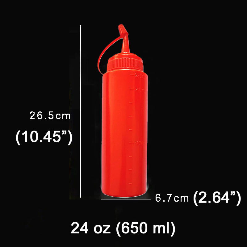 24oz Squeeze Bottle with Lid-Red - Chefcoca