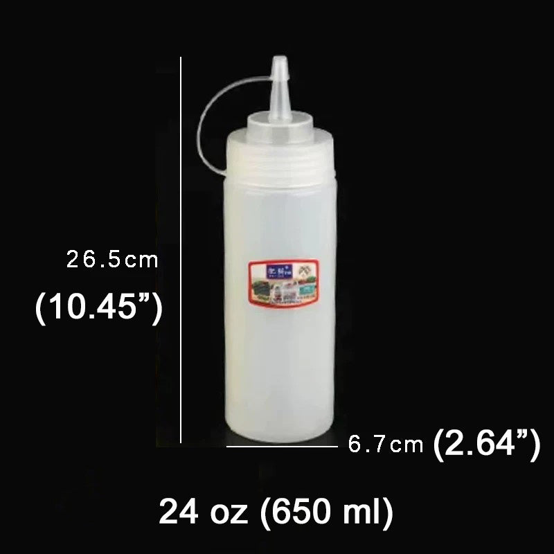 24oz Squeeze Bottle with Lid-Clear White - Chefcoca