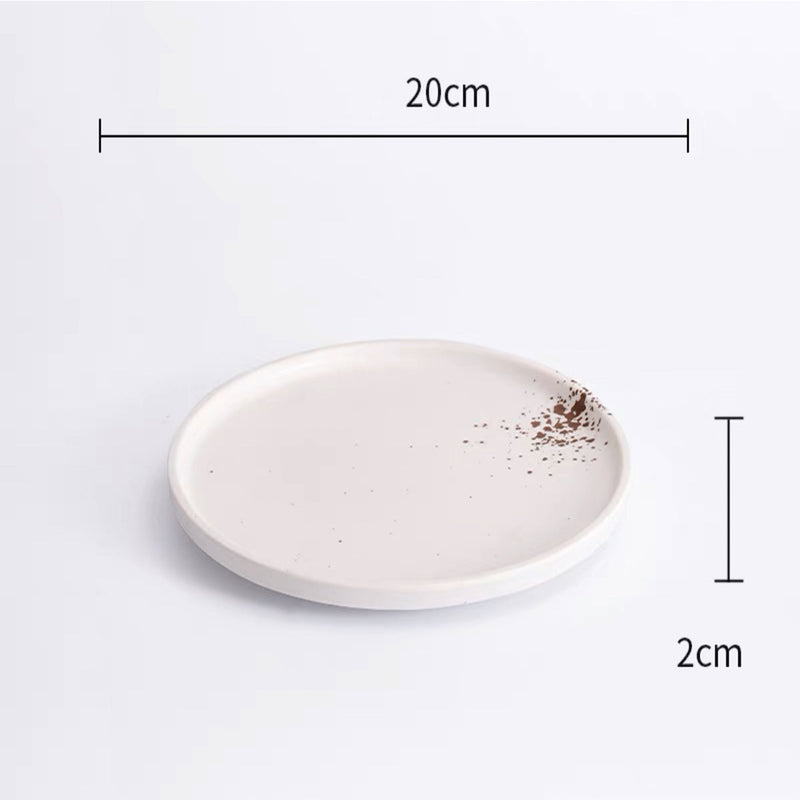 White Melamine Spotted Design Plate (25-010，33436)