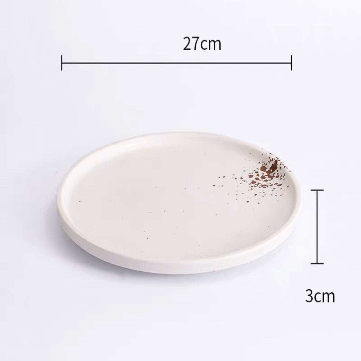 White Melamine Spotted Design Plate (25-010,33436) - Chefcoca
